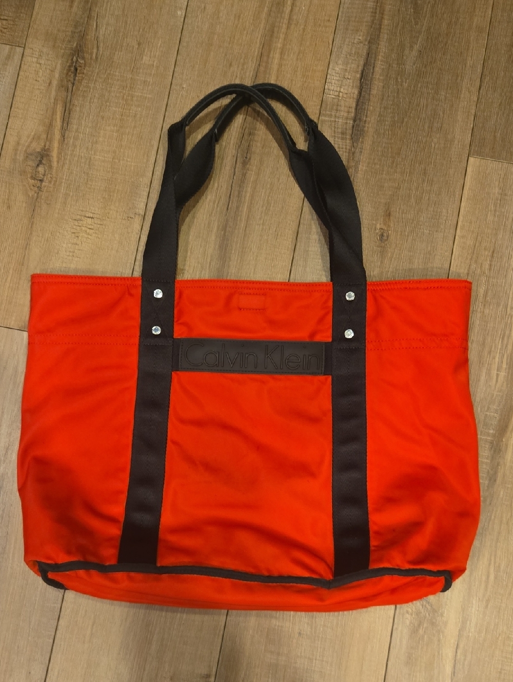 Calvin Klein Reversible Black Red Tote Shoulder Bag Nylon Travel Shoulder Bag